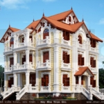 Biệt thự 4 tầng mái ngói kiến trúc Pháp cổ điển