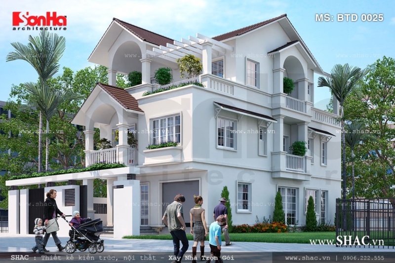 Mẫu biệt thự hiện đại 3 tầng đẹp