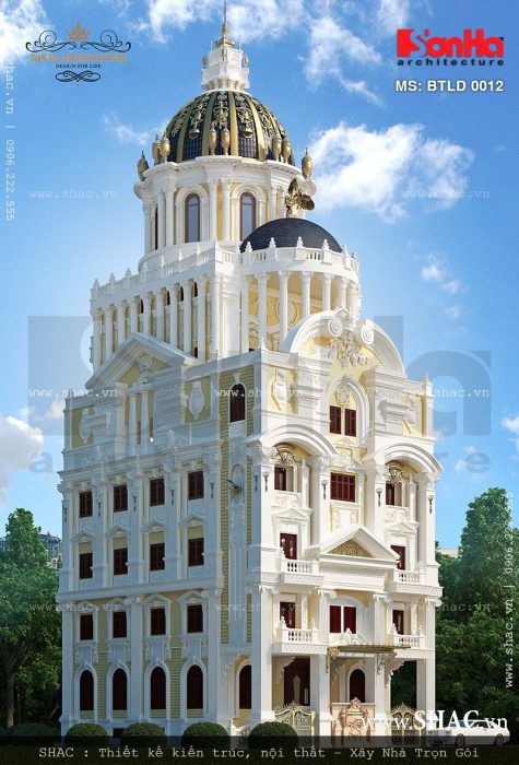Thiết kế biệt thự lâu đài 6 tầng kiến trúc Pháp