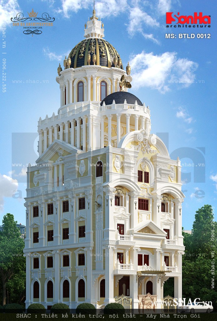 Thiết kế biệt thự lâu đài 6 tầng kiến trúc Pháp