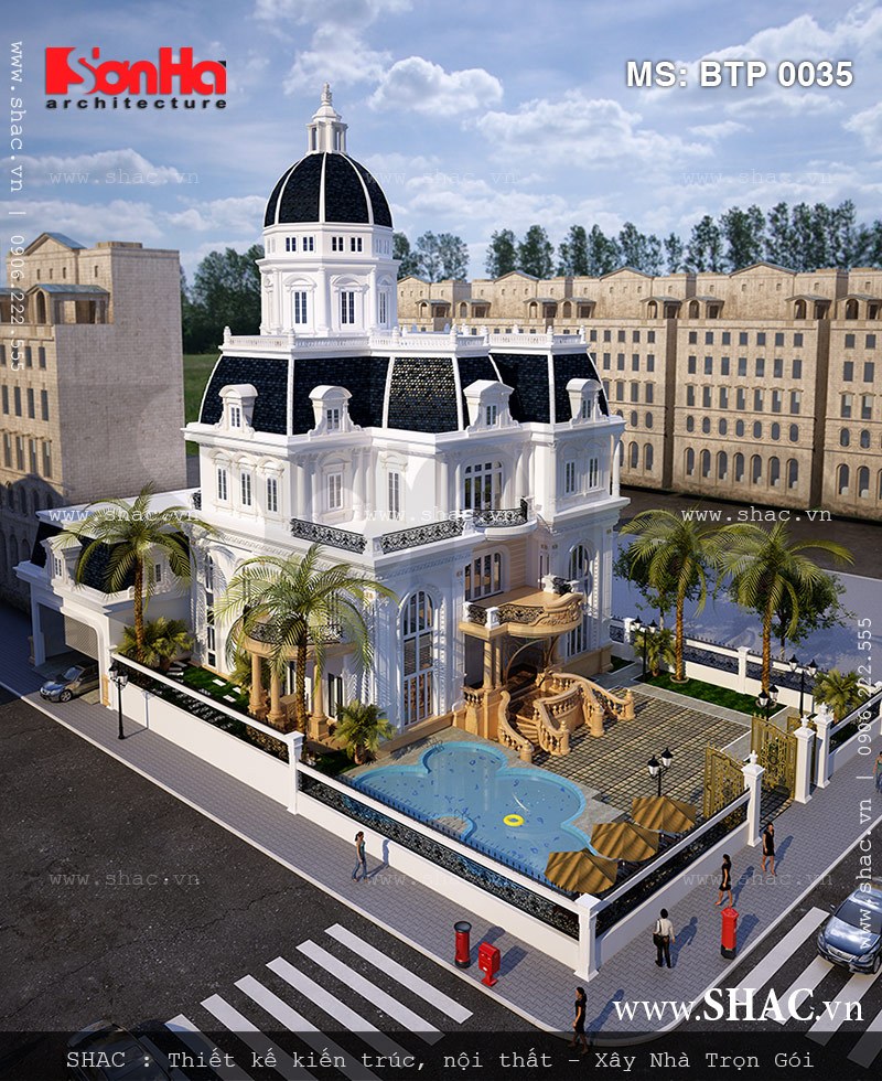 Mẫu biệt thự Pháp đẹp 3 tầng