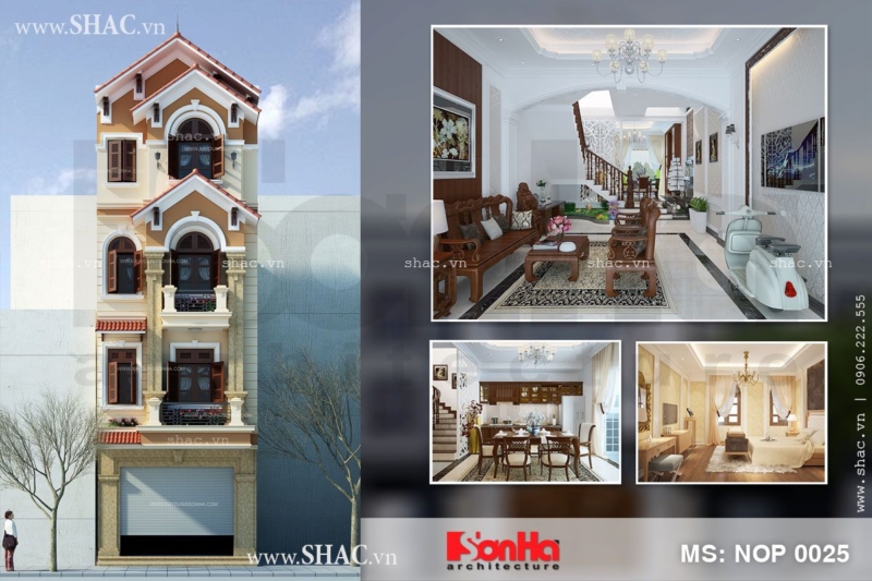 Nhà phố 4 tầng kiến trúc Pháp