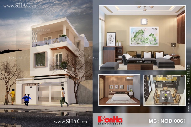 Hồ sơ thiết kế nhà ống 3 tầng kiểu hiện đại