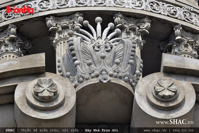 thiết kế hoa văn kiến trúc tinh xảo cho biệt thự dát vàng