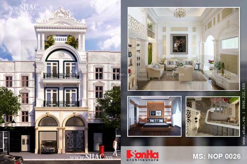 Thiết kế nhà ống kiểu Pháp 4 tầng