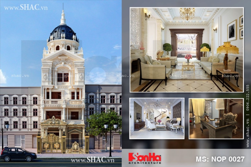 Thiết kế nhà ống kiểu Pháp 4 tầng