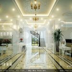 không gian phòng khách chung với bếp ăn