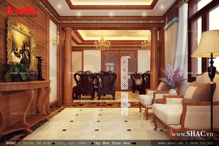 Phòng khách cổ điển cho biệt thự Pháp