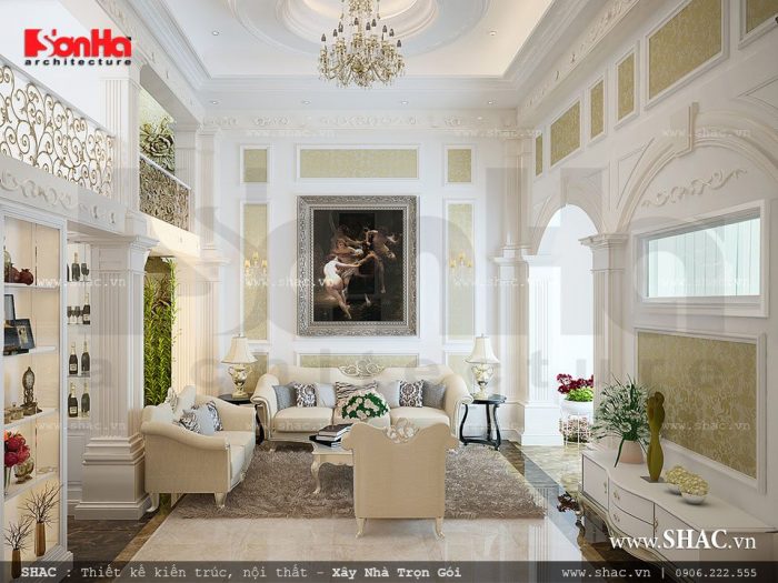 Không gian phòng khách kiểu Pháp