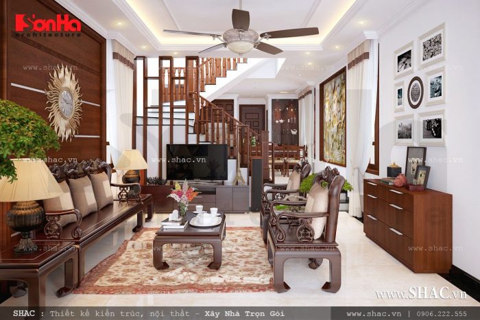 Không gian phòng khách tân cổ điển sang trọng