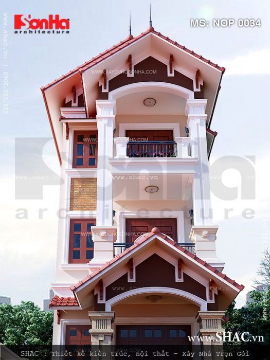 Kiến trúc ngoại thất nhà lô 3 tầng kiểu Pháp