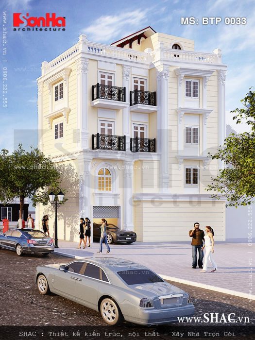 Thiết kế mặt sau cho biệt thự 4 tầng kiểu Pháp