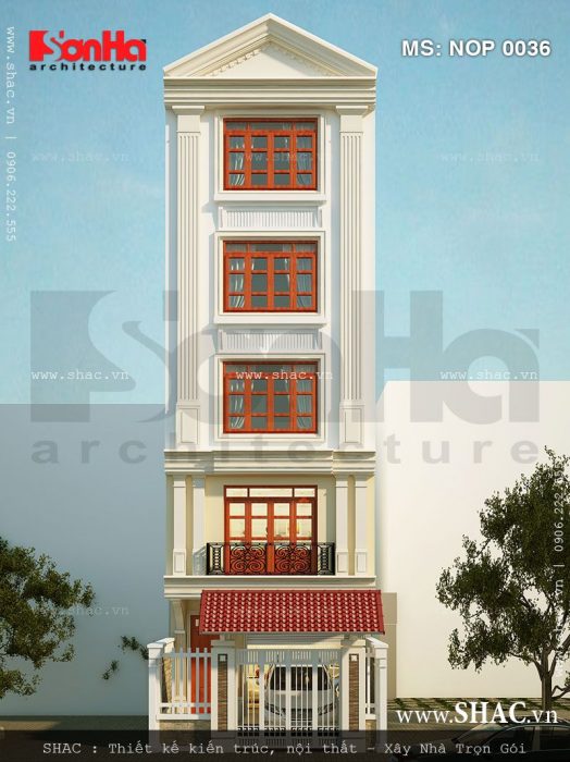 Mặt tiền nhà ống kiến trúc Pháp 5 tầng