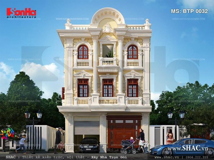 Mẫu thiết kế biệt thự kiểu Pháp 3 tầng đẹp