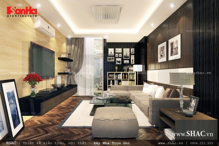 thiết kế mẫu phòng khách đẹp theo phong cách hiện đại