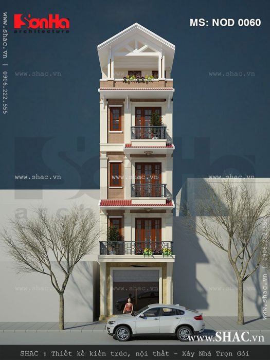 Thiết kế nhà lô 5 tầng kiến trúc hiện đại