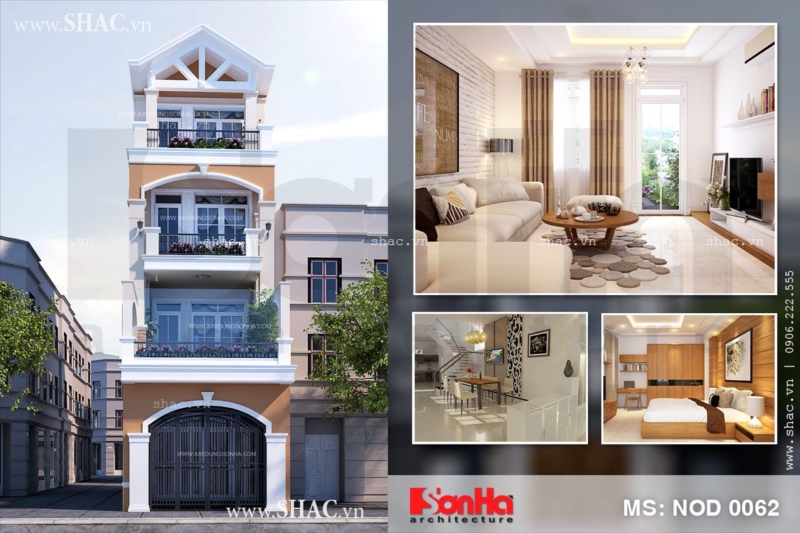 Thiết kế nhà lô phố 4 tầng hiện đại diieenj tích