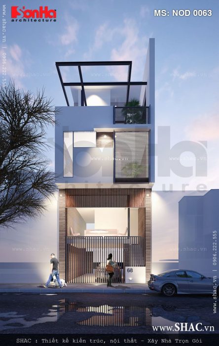 Mẫu nhà ống 3,5 tầng thiết kế theo kiểu kiến trúc hiện đại