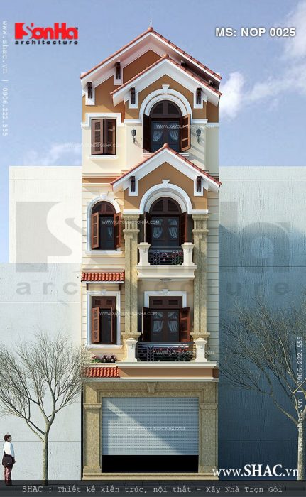 Mẫu nhà ống 4 tầng kiểu Pháp đẹp
