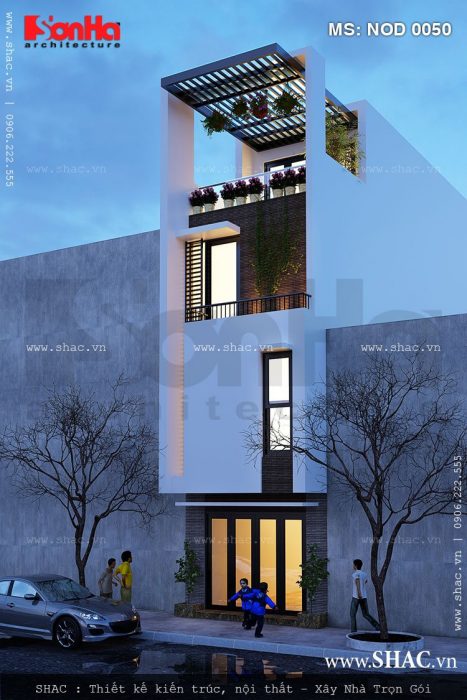 Mẫu nhà ống 4 tầng phong cách hiện đại