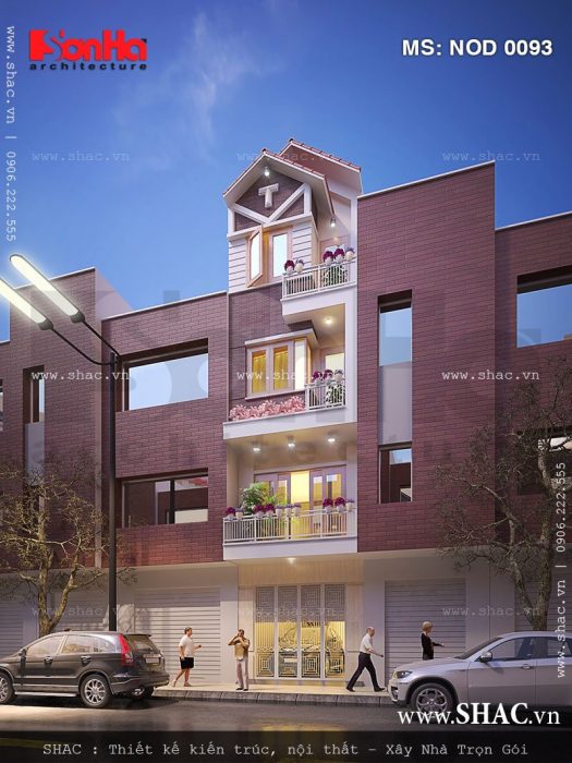 Thiết kế nhà ống 4 tầng phong cách hiện đại