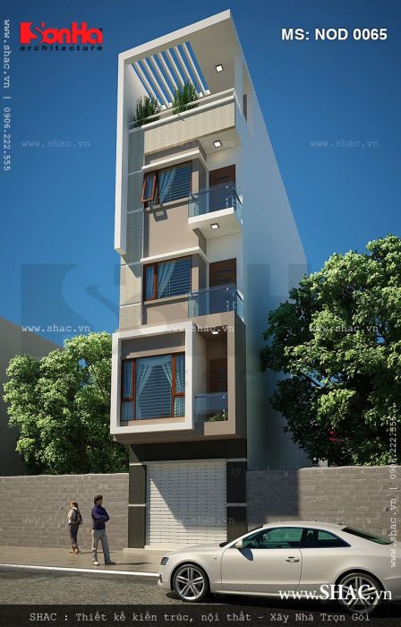 Mẫu nhà ống kiểu hiện đại 5 tầng