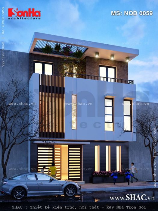 Thiết kế nhà lô 3 tầng kiểu hiện đại