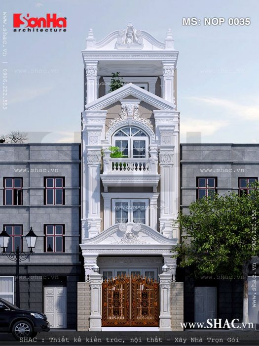 Mẫu nhà ống kiến trúc Pháp 4 tầng đẹp