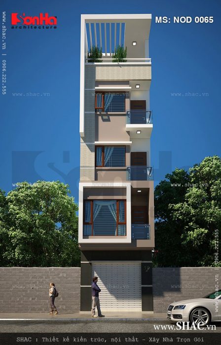 Mẫu nhà ống hiện đại 5 tầng đẹp