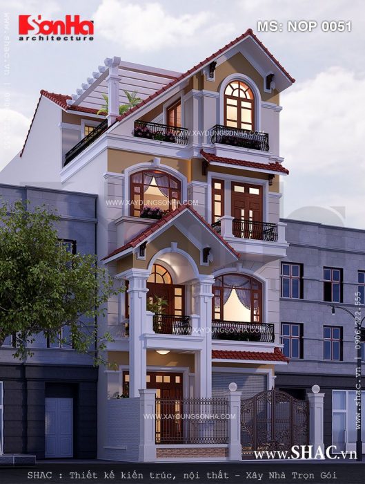 Mẫu nhà ống Pháp 4 tầng