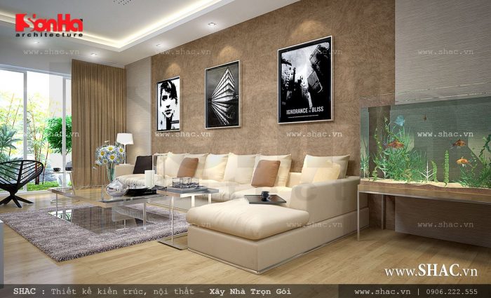 Nội thất phòng khách cho nhà phố hiện đại