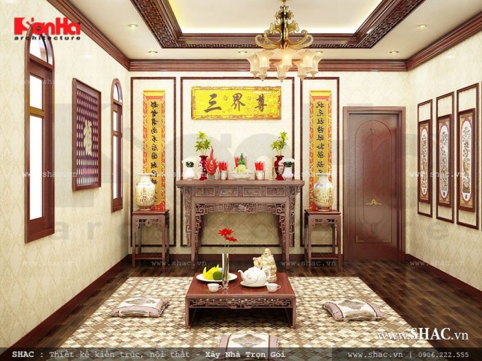Thiết kế nội thất phòng thờ cổ điển
