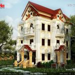 Phối cảnh kiến trúc ngoại thất biệt thự kiểu Pháp 3 tầng