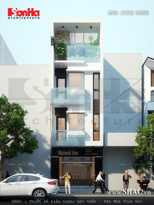 Thiết kế phối cảnh nhà ống hiện đại 4 tầng đẹp