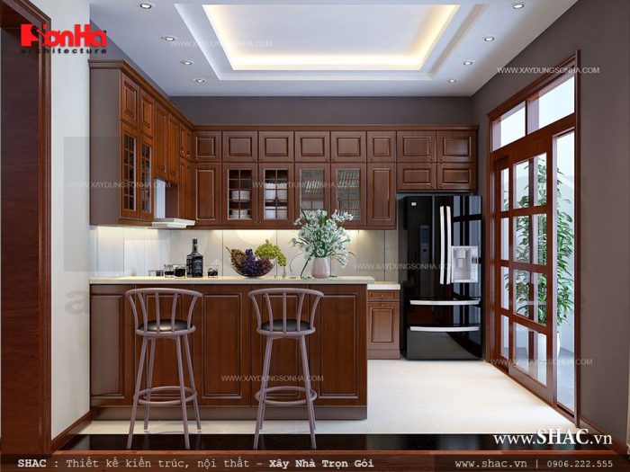 Thiết kế phòng bếp nội thất gỗ