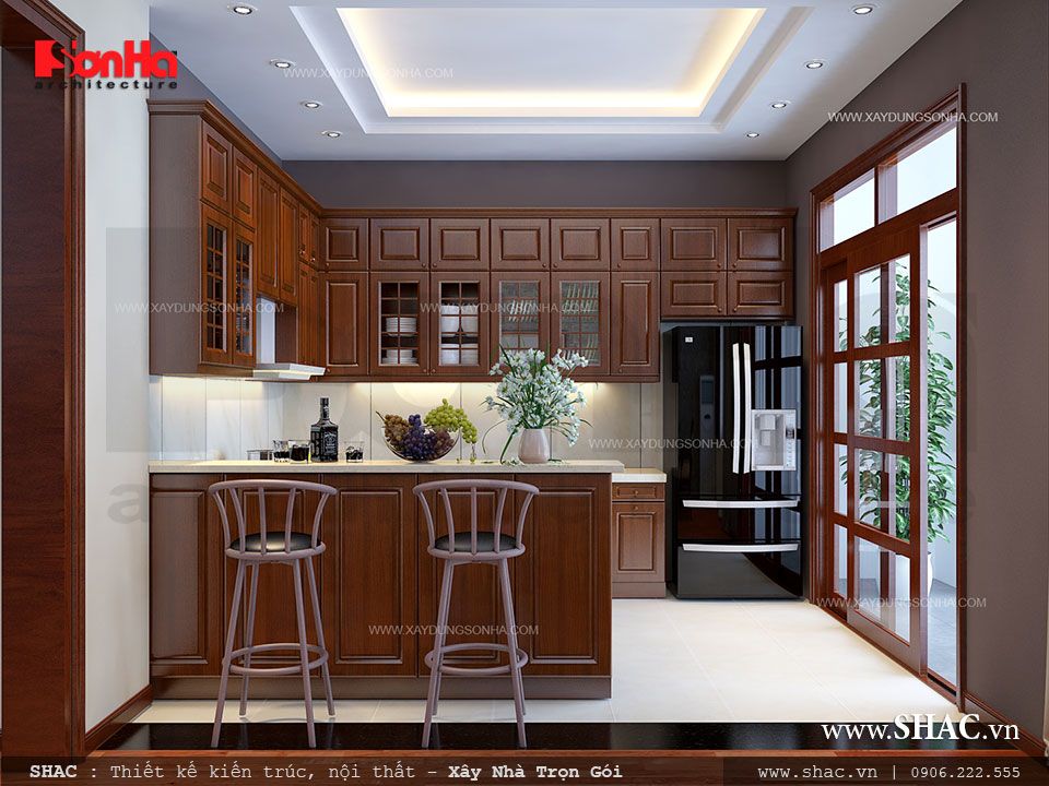 Thiết kế phòng bếp nội thất gỗ