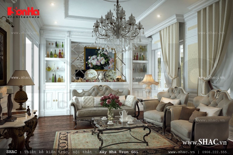 Phòng khách cổ điển kiểu Pháp