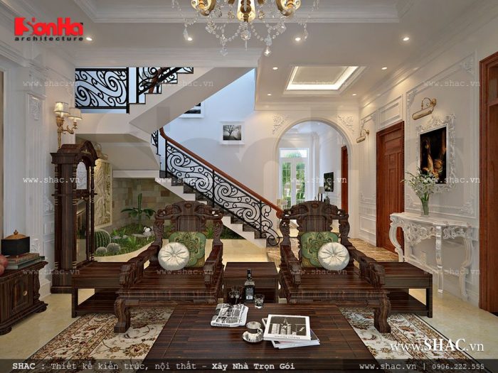 Phòng khách sang trọng cho nhà ống Pháp