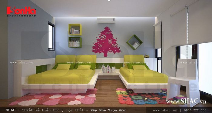 thiết kế phòng ngủ 2 giường