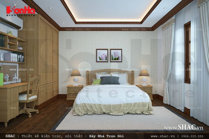 Thiết kế phòng ngủ đẹp cho nhà ống tân cổ điển