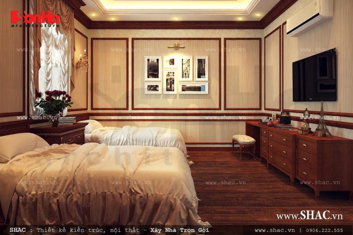 Thiết kế phòng ngủ đôi cho biệt thự