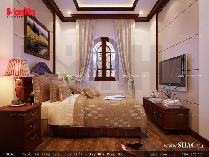 Mẫu thiết kế phòng ngủ ấm cúng kiểu tân cổ điển