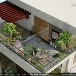 Mẫu sân vườn tầng thượng nhà ống