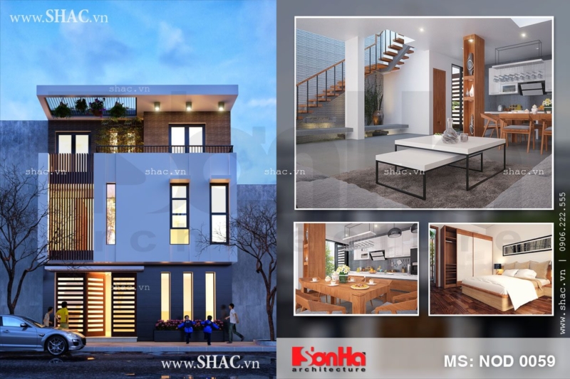 Thiết kế nhà lô 3 tầng kiểu hiện đại
