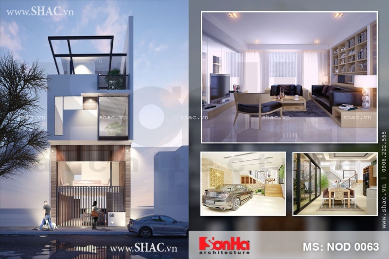 Thiết kế nhà ống 3,5 tầng theo kiến trúc hiện đại