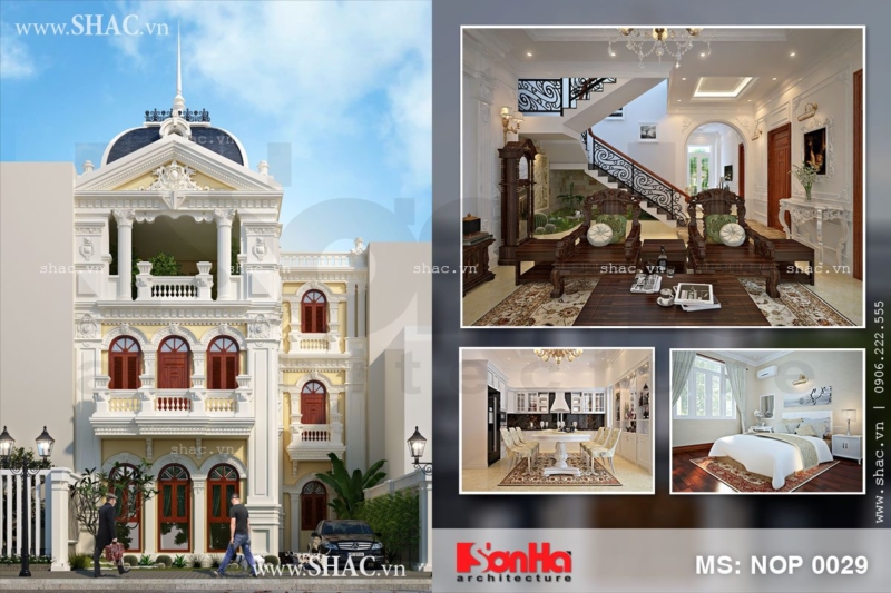 Mẫu thiết kế nhà ống 3 tầng kiến trúc pháp