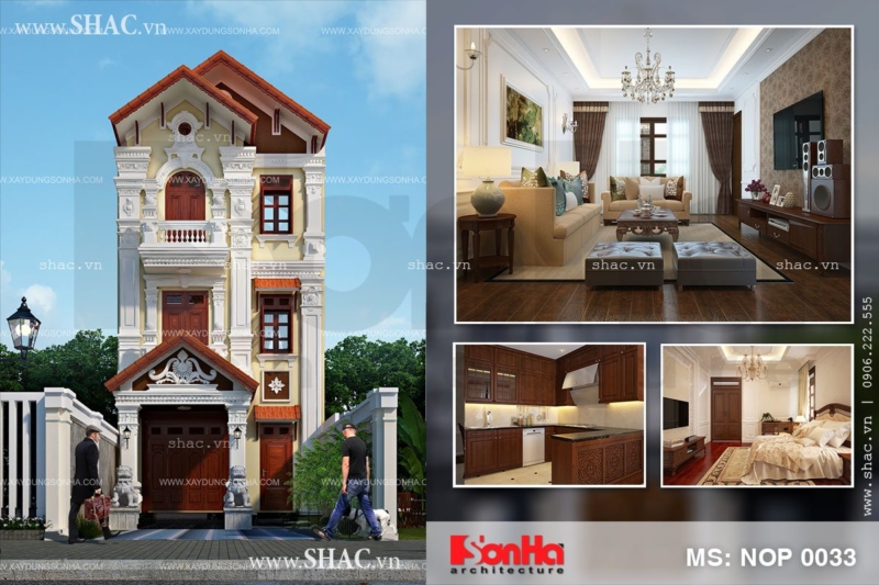 Mẫu nhà ống kiến trúc Pháp 3 tầng