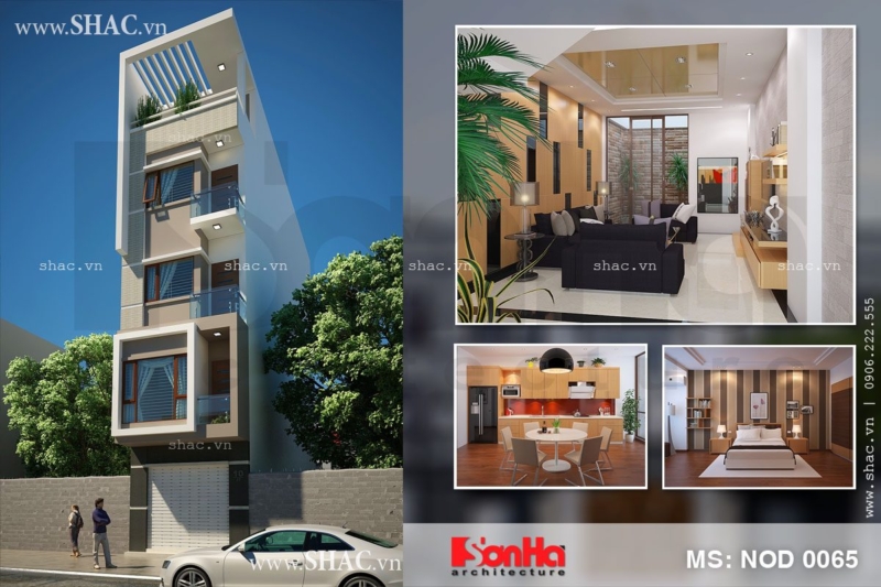 Thiết kế nhà ống hiện đại 5 tầng