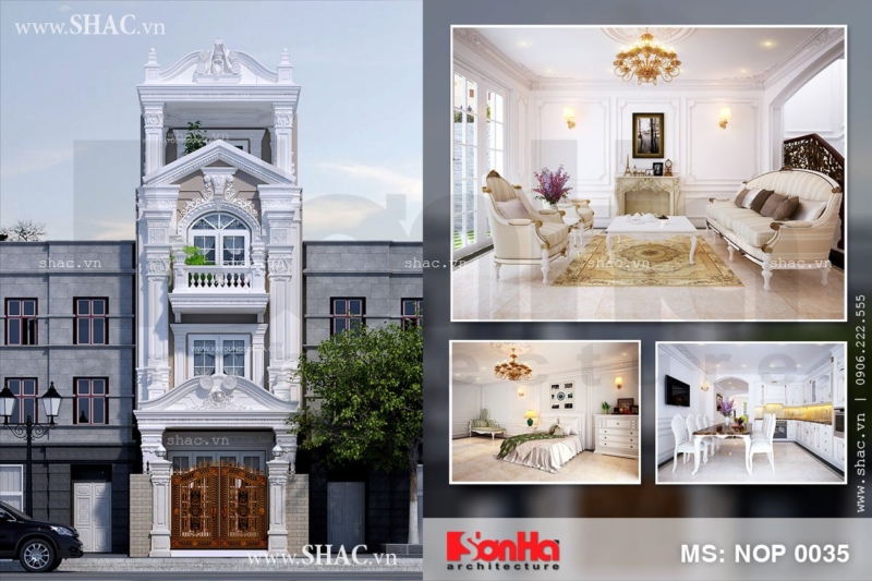 Thiết kế nhà ống kiến trúc Pháp 4 tầng