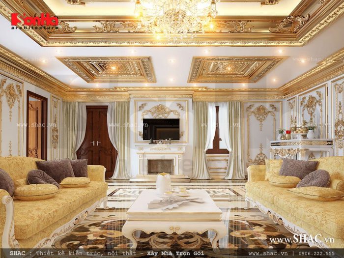 Mẫu phòng khách theo phong cách cổ điển châu Âu